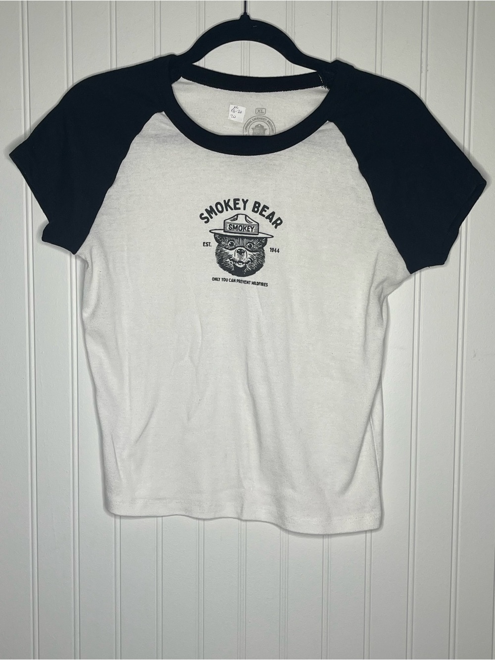 Smokey Bear Raglan Short-Sleeve Graphic Tshirt Baby Tee Juniors XL